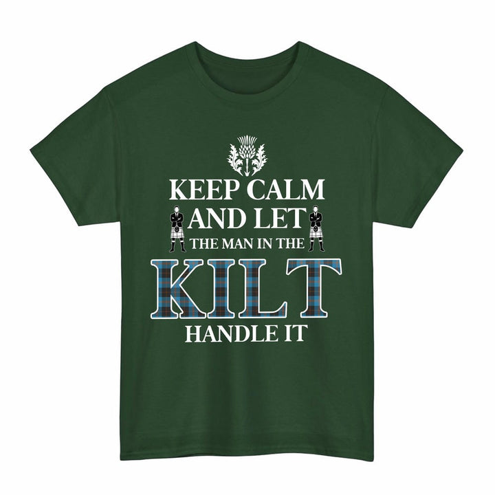 Scottish Angus Ancient Clan Tartan T-Shirt - Keep Calm Tartan Plaid Forest Green Color