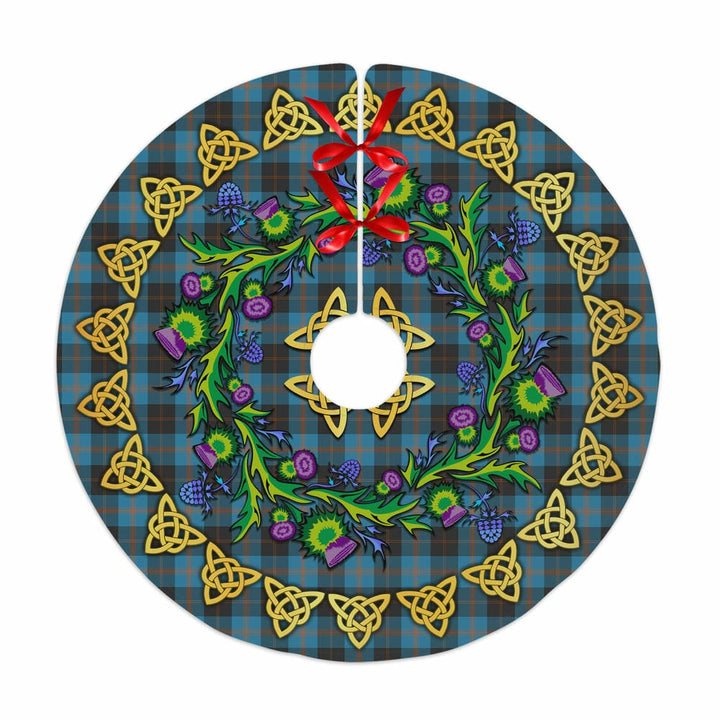 Scottish Angus Ancient Clan Tartan Thistle Celtic Knot Christmas Tree Skirt No Tassels Tartan Plaid 1