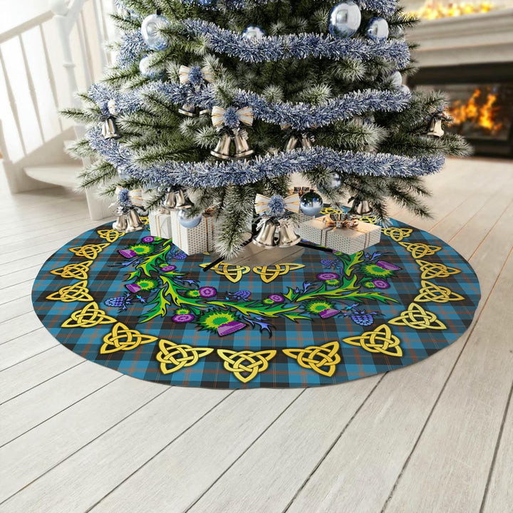 Scottish Angus Ancient Clan Tartan Thistle Celtic Knot Christmas Tree Skirt No Tassels Tartan Plaid 3