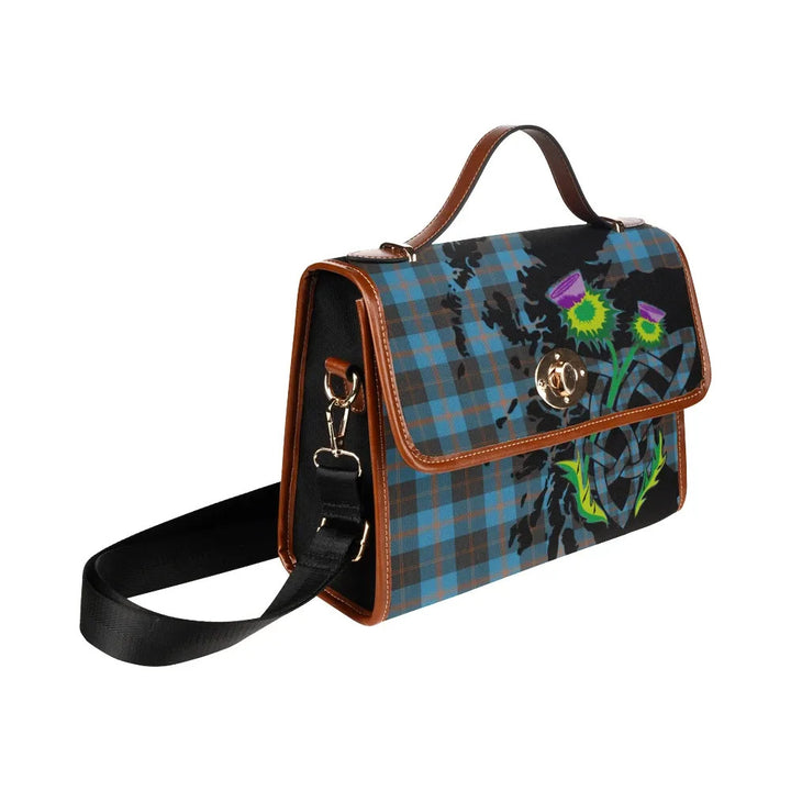 Scottish Angus Ancient Clan Tartan Waterproof Canvas Bag With Thistle Tartan Plaid 3