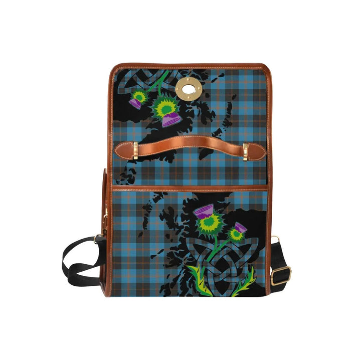 Scottish Angus Ancient Clan Tartan Waterproof Canvas Bag With Thistle Tartan Plaid 6