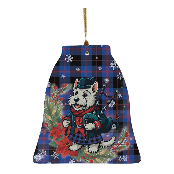 Scottish Angus Modern Clan Tartan Ceramic Ornament Cute Scottish Terrier Dog Bell Style Tartan Plaid