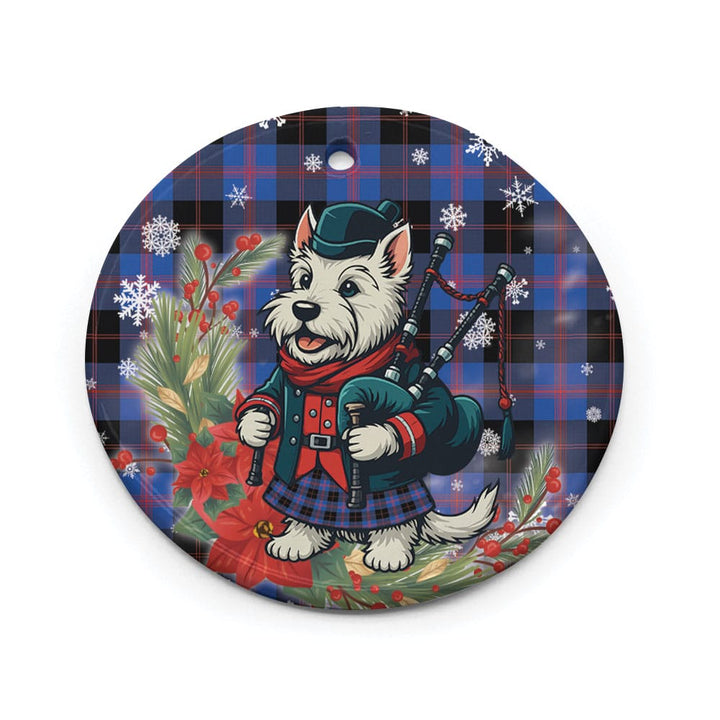 Scottish Angus Modern Clan Tartan Ceramic Ornament Cute Scottish Terrier Dog Circle Style Tartan Plaid