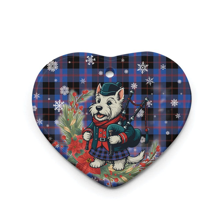Scottish Angus Modern Clan Tartan Ceramic Ornament Cute Scottish Terrier Dog Heart Style Tartan Plaid