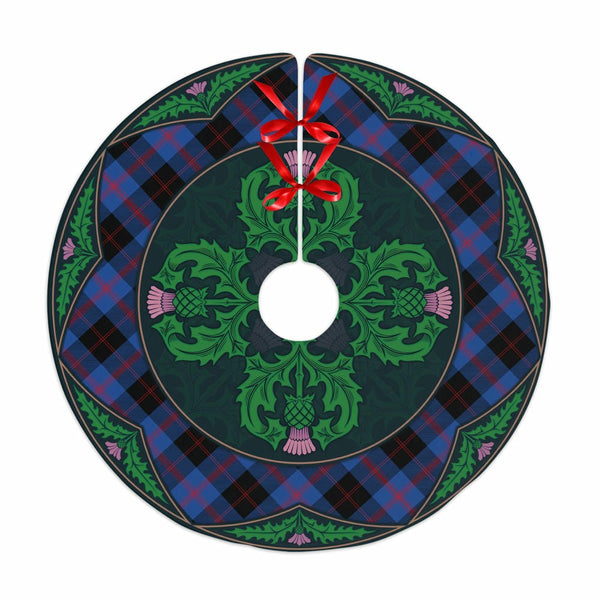 Scottish Angus Modern Clan Tartan Christmas Tree Skirt Old Scottish Thistle Flower No Tassels Tartan Plaid 1
