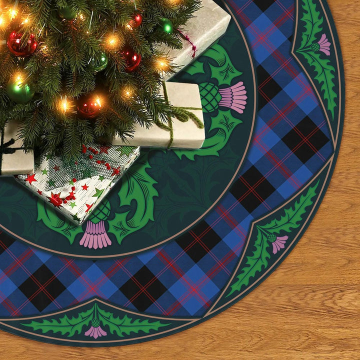 Scottish Angus Modern Clan Tartan Christmas Tree Skirt Old Scottish Thistle Flower No Tassels Tartan Plaid 2