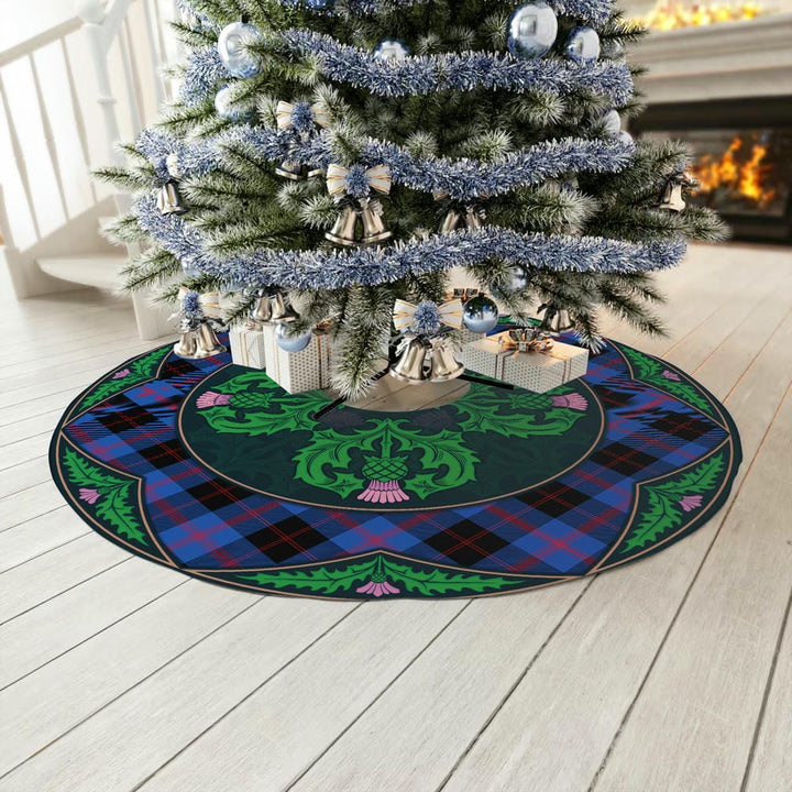 Scottish Angus Modern Clan Tartan Christmas Tree Skirt Old Scottish Thistle Flower No Tassels Tartan Plaid 3