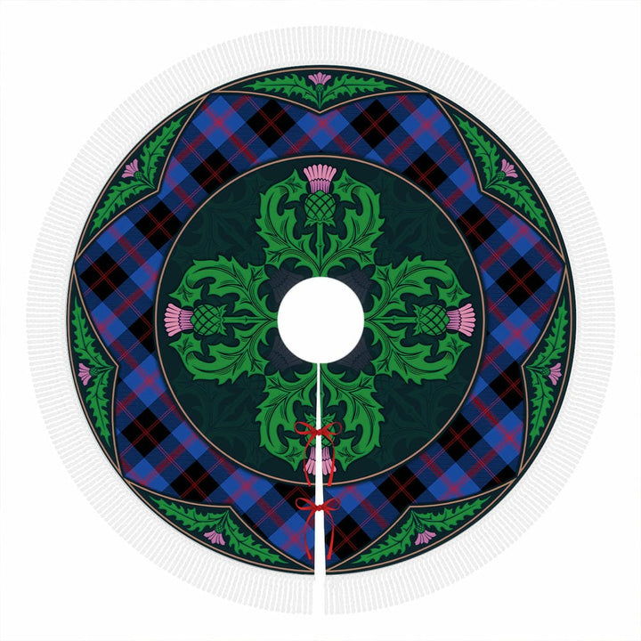 Scottish Angus Modern Clan Tartan Christmas Tree Skirt Old Scottish Thistle Flower Tassels Tartan Plaid 1
