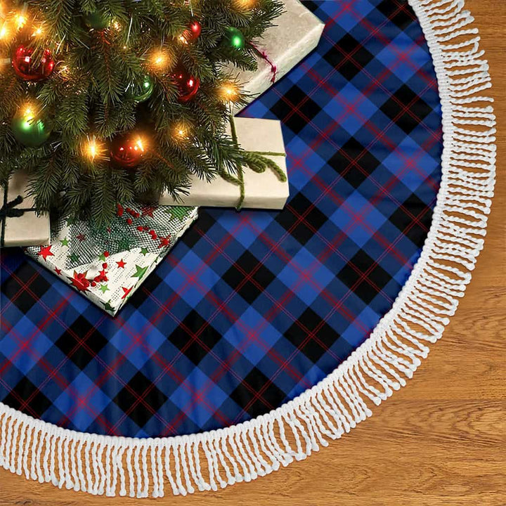 Scottish Angus Modern Clan Tartan Christmas Tree Skirt Tassels 2 Tartan Plaid