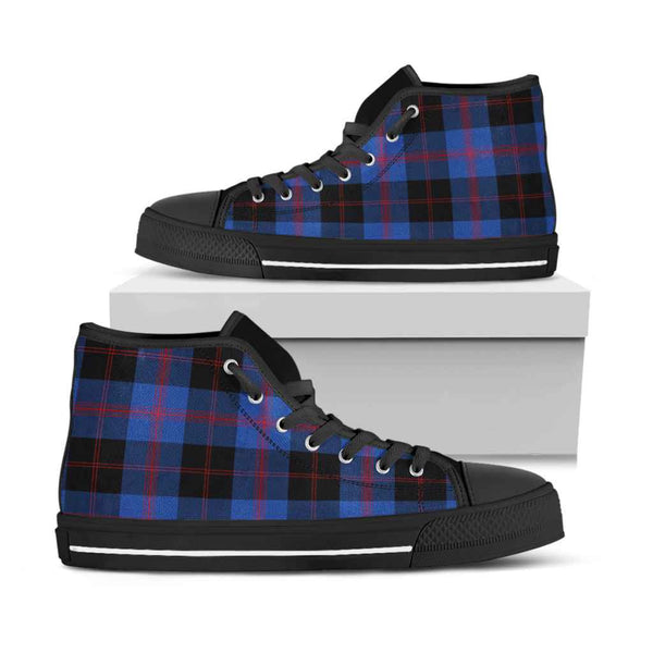 Scottish Angus Modern Clan Tartan High Top Shoes Black Sole Tartan Plaid