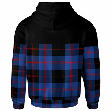 Scottish Angus Modern Clan Tartan Hoodie - Horizontal Style Back Side Tartan Plaid