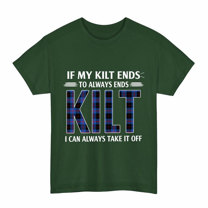 Scottish Angus Modern Clan Tartan Kilt Pride T-Shirt Tartan Plaid Forest Green Color