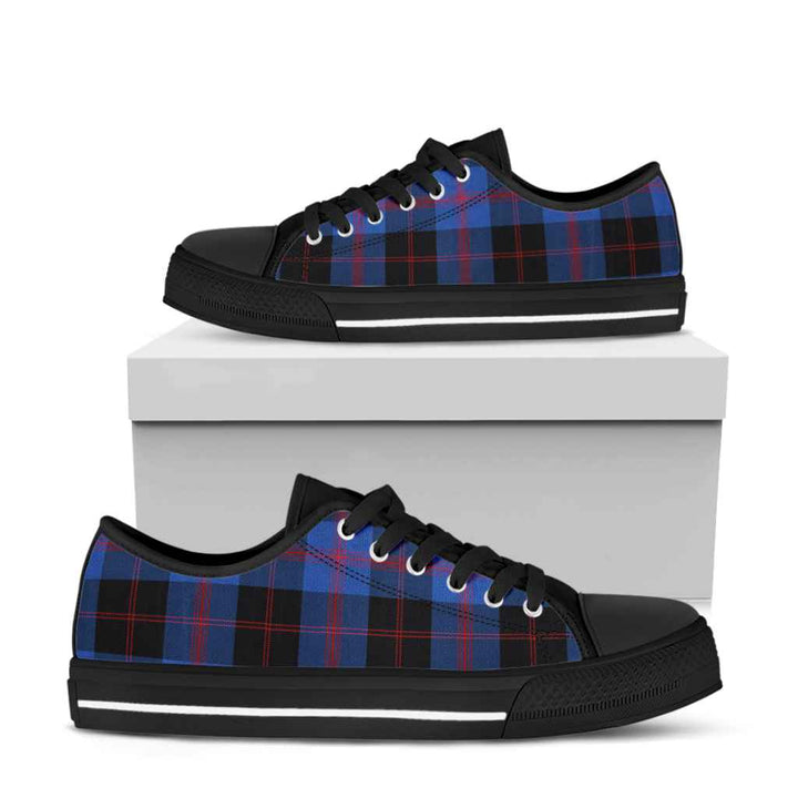 Scottish Angus Modern Clan Tartan Low Top Shoes Black Sole Tartan Plaid