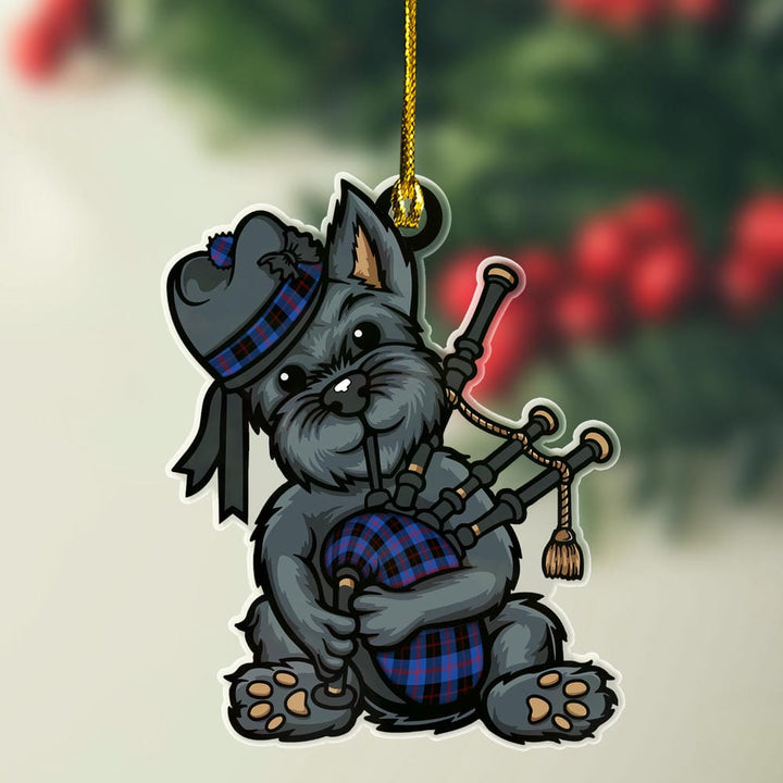 Scottish Angus Modern Clan Tartan Ornament Scottish Terrier Plays The Bagpipes Tartan Plaid