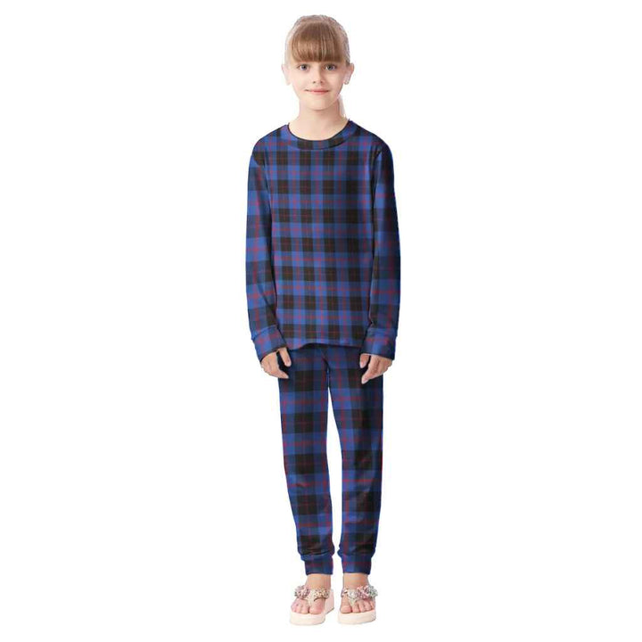 Scottish Angus Modern Clan Tartan Pajama Set Kid Front Side Tartan Plaid