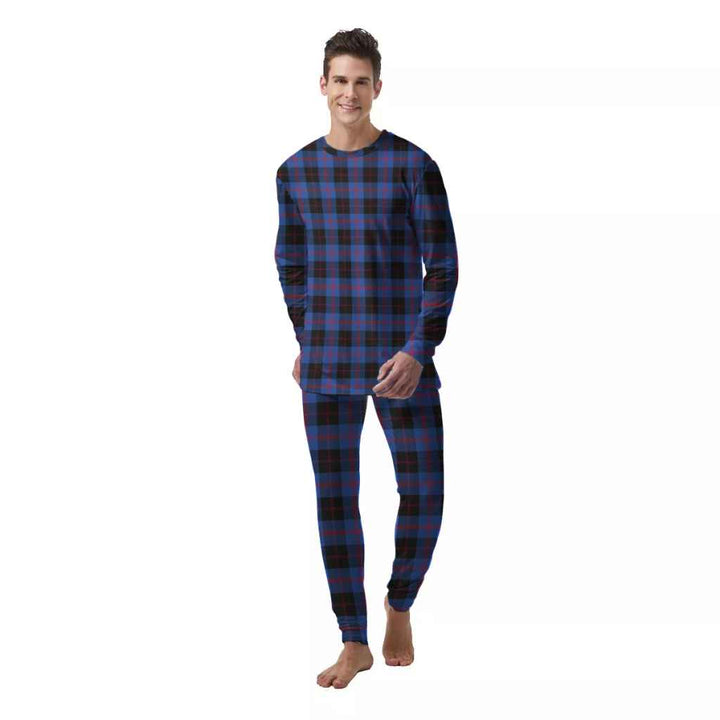 Scottish Angus Modern Clan Tartan Pajama Set  Men Front Side Tartan Plaid