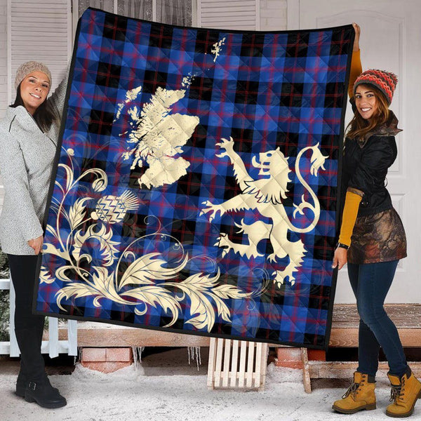 Scottish Angus Modern Clan Tartan Quilt Rampant Lion with Thistle Tartan Plaid 2