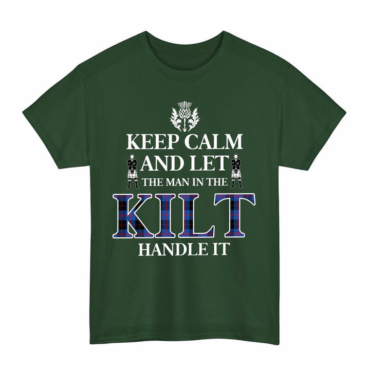 Scottish Angus Modern Clan Tartan T-Shirt - Keep Calm Tartan Plaid Forest Green Color