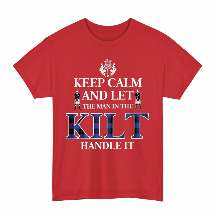 Scottish Angus Modern Clan Tartan T-Shirt - Keep Calm Tartan Plaid Red Color