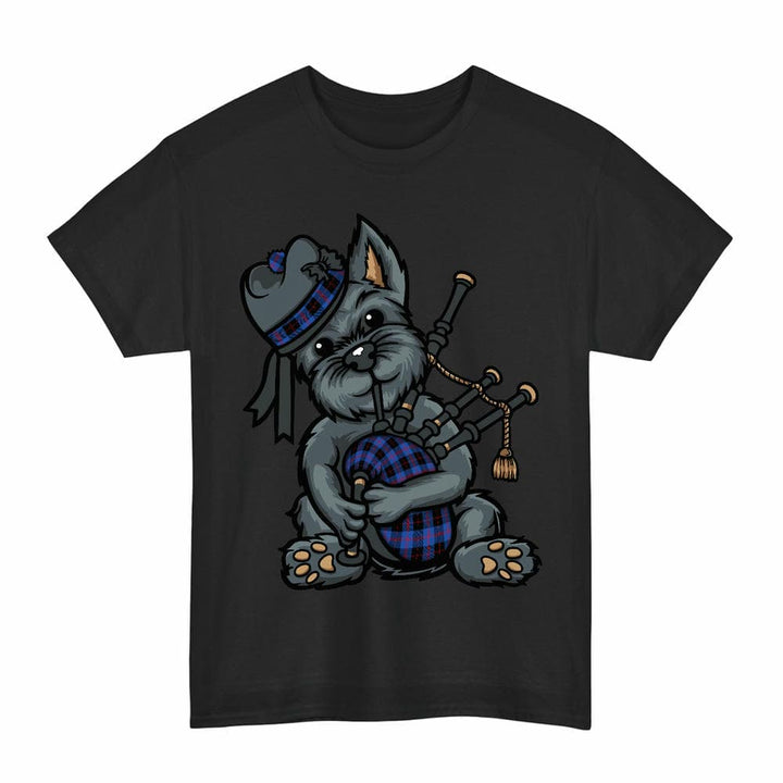Scottish Angus Modern Clan Tartan Terrier Bagpipes T-Shirt Tartan Plaid Black Color