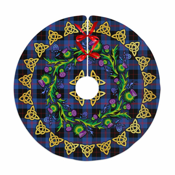 Scottish Angus Modern Clan Tartan Thistle Celtic Knot Christmas Tree Skirt No Tassels Tartan Plaid 1