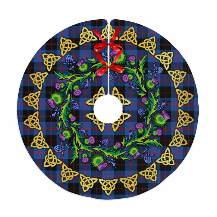 Scottish Angus Modern Clan Tartan Thistle Celtic Knot Christmas Tree Skirt No Tassels Tartan Plaid 1