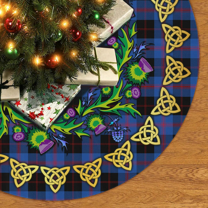 Scottish Angus Modern Clan Tartan Thistle Celtic Knot Christmas Tree Skirt No Tassels Tartan Plaid 2