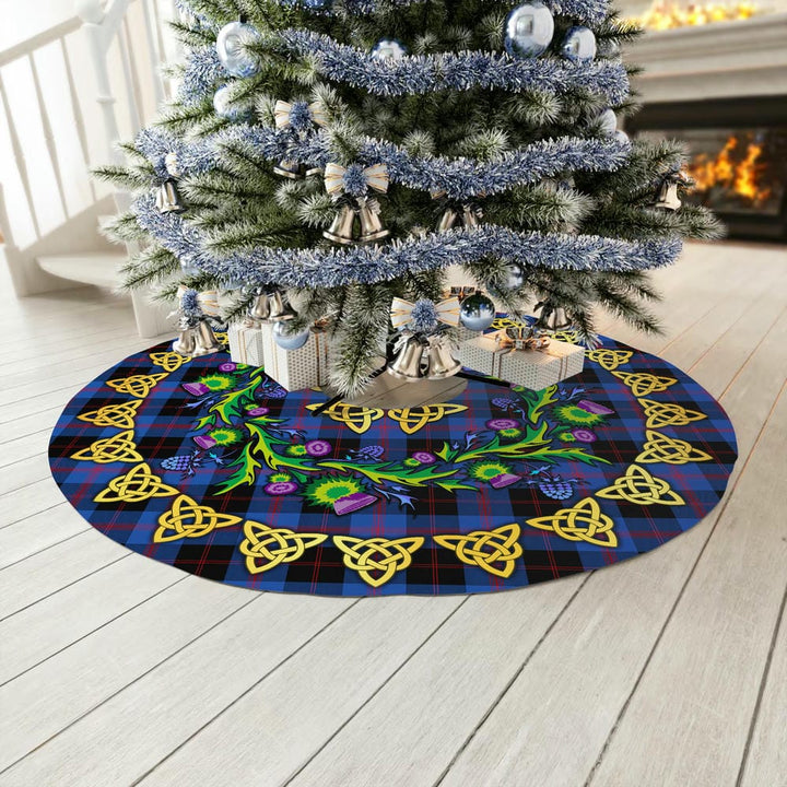 Scottish Angus Modern Clan Tartan Thistle Celtic Knot Christmas Tree Skirt No Tassels Tartan Plaid 3