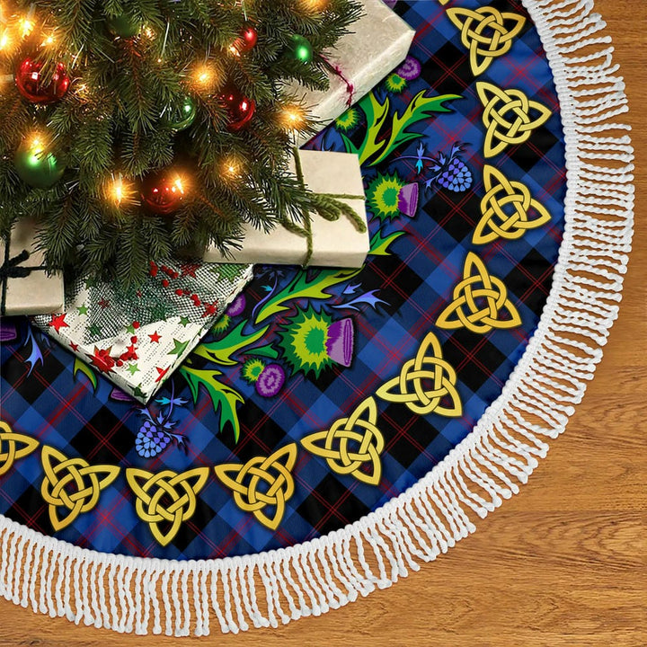 Scottish Angus Modern Clan Tartan Thistle Celtic Knot Christmas Tree Skirt Tassels Tartan Plaid 2