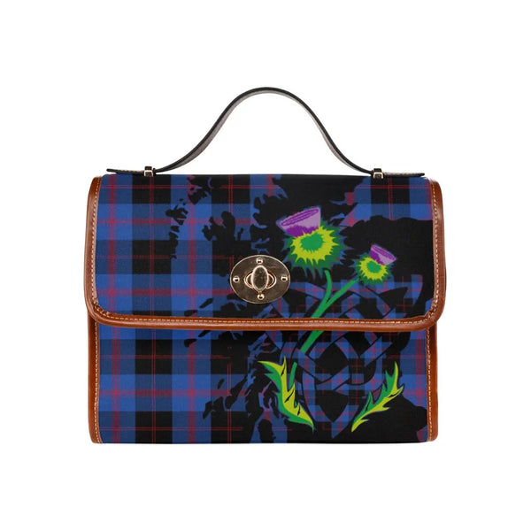 Scottish Angus Modern Clan Tartan Waterproof Canvas Bag With Thistle Tartan Plaid 2