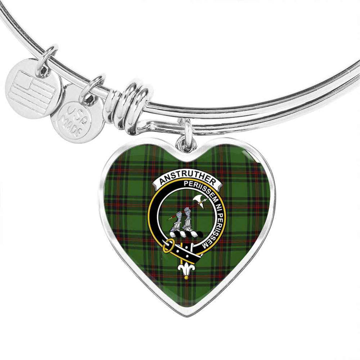 Scottish Anstruther Clan Crest Tartan Bangle Heart Tartan Plaid 1