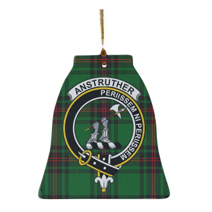 Scottish Anstruther Clan Crest Tartan Ceramic Ornament Bell Shape Tartan Plaid