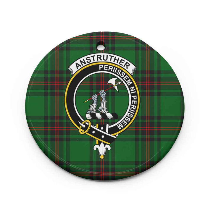 Scottish Anstruther Clan Crest Tartan Ceramic Ornament Circle Shape Tartan Plaid