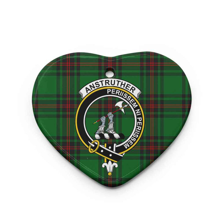 Scottish Anstruther Clan Crest Tartan Ceramic Ornament Heart Shape Tartan Plaid