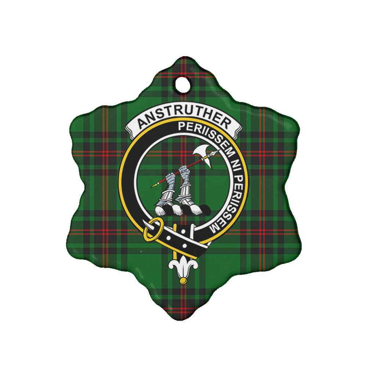 Scottish Anstruther Clan Crest Tartan Ceramic Ornament Snow Flake Shape Tartan Plaid