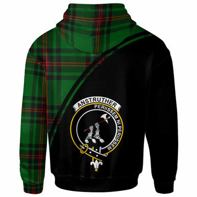 Scottish Anstruther Clan Crest Tartan Curve Hoodie Back Side Tartan Plaid
