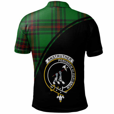 Scottish Anstruther Clan Crest Tartan Curve Polo Shirt Back Side Tartan Plaid