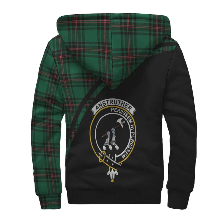 Scottish Anstruther Clan Crest Tartan Curve Sherpa Hoodie