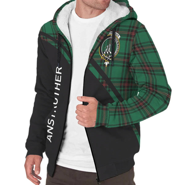 Scottish Anstruther Clan Crest Tartan Curve Sherpa Hoodie