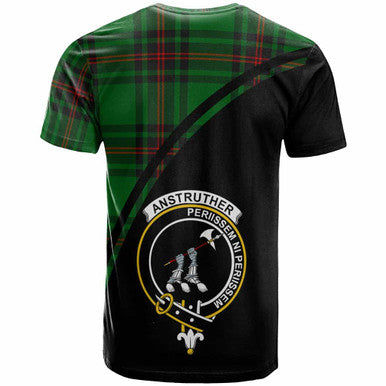 Scottish Anstruther Clan Crest Tartan Curve T-Shirt Back Side Tartan Plaid