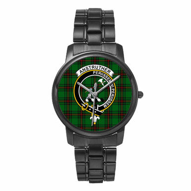 Scottish Anstruther Clan Crest Tartan Folding Clasp Steel Quartz Watches Tartan Plaid Black 1