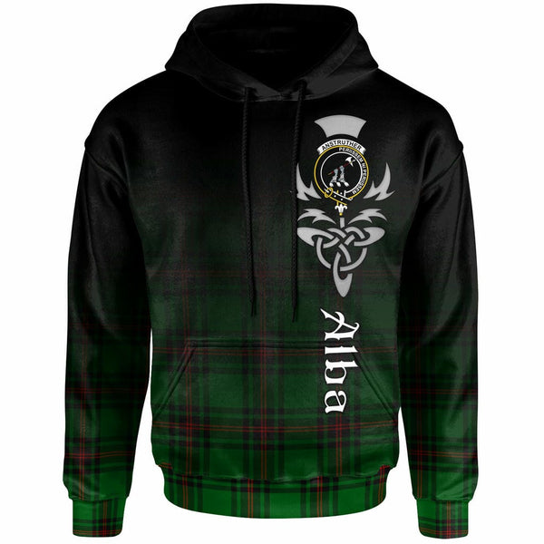 Scottish Anstruther Clan Crest Tartan Hoodie - Alba Gu Brath Family Crest Celtic Inspired Front Side Tartan Plaid