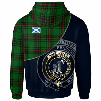 Scottish Anstruther Clan Crest Tartan Hoodie - Bend Style Back Side Tartan Plaid