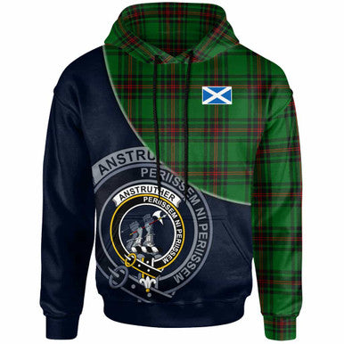 Scottish Anstruther Clan Crest Tartan Hoodie - Bend Style Front Side Tartan Plaid