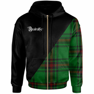 Scottish Anstruther Clan Crest Tartan Hoodie - Military Logo Zip-up Tartan Plaid