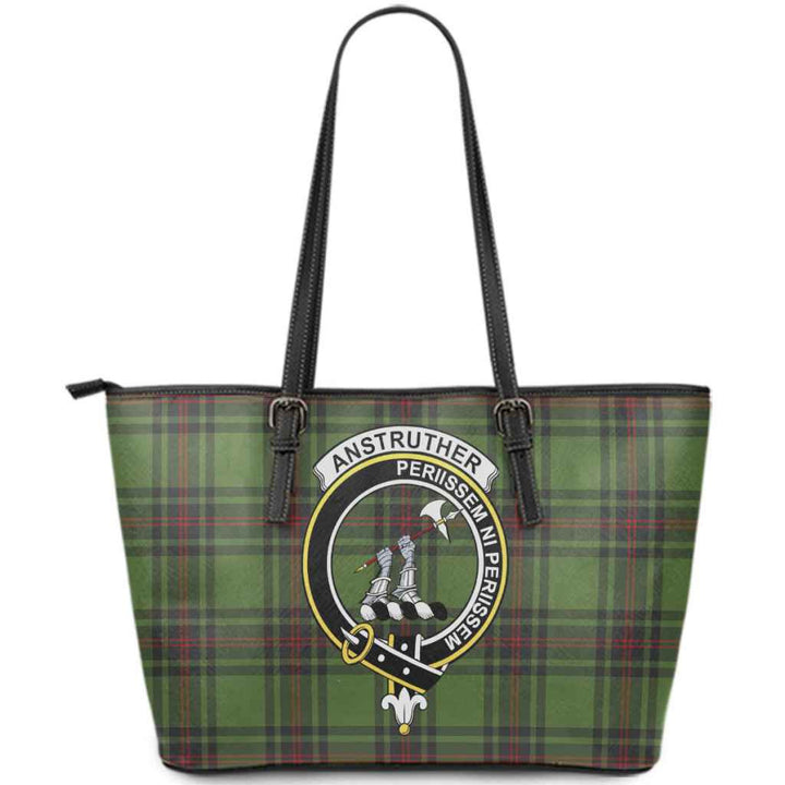 Scottish Anstruther Clan Crest Tartan Leather Tote Tartan Plaid