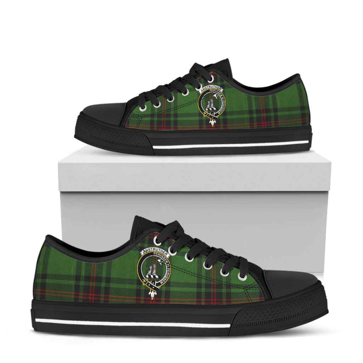 Scottish Anstruther Clan Crest Tartan Low Top Shoes Tartan Plaid Black