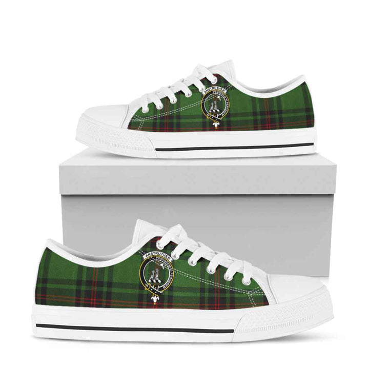 Scottish Anstruther Clan Crest Tartan Low Top Shoes Tartan Plaid White