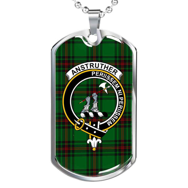 Scottish Anstruther Clan Crest Tartan Military Dog Tag Necklace Tartan Plaid 1