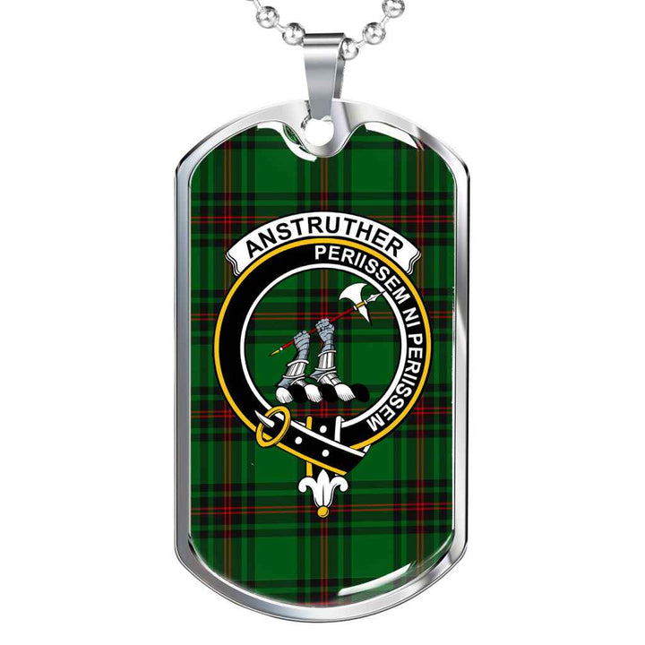 Scottish Anstruther Clan Crest Tartan Military Dog Tag Necklace Tartan Plaid 1